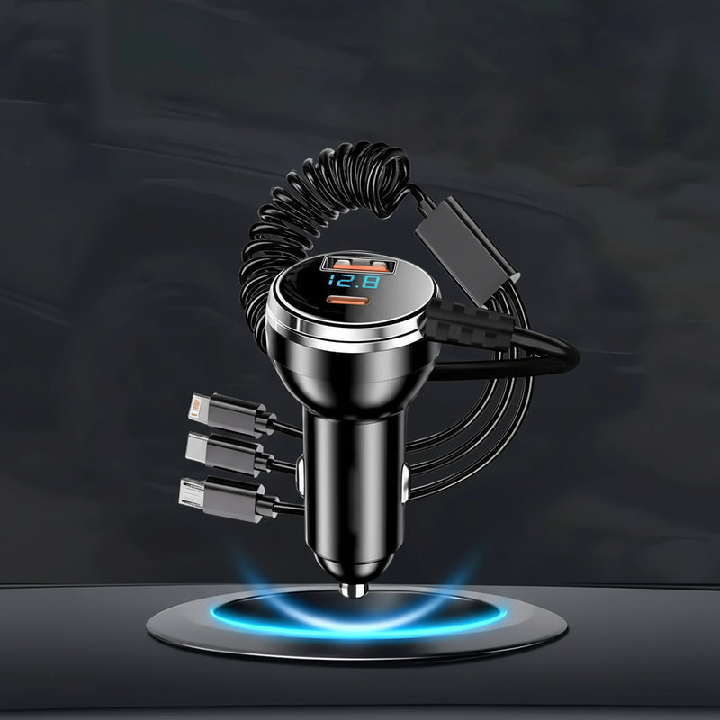 230W Car Phone Charger 5 Ports PD QC3.0 USB-C for iPhone & Android