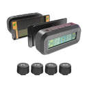 Smart TPMS Sensor de Pressão de Pneus Carro – 4 Sensores Externos, Monitor Solar com Alarme Inteligente