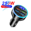Cargador Velev Digital 4USB + 2PD | Pantalla Digital, Rápida y Compacta