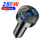 Cargador Velev Digital 4USB + 2PD | Pantalla Digital, Rápida y Compacta