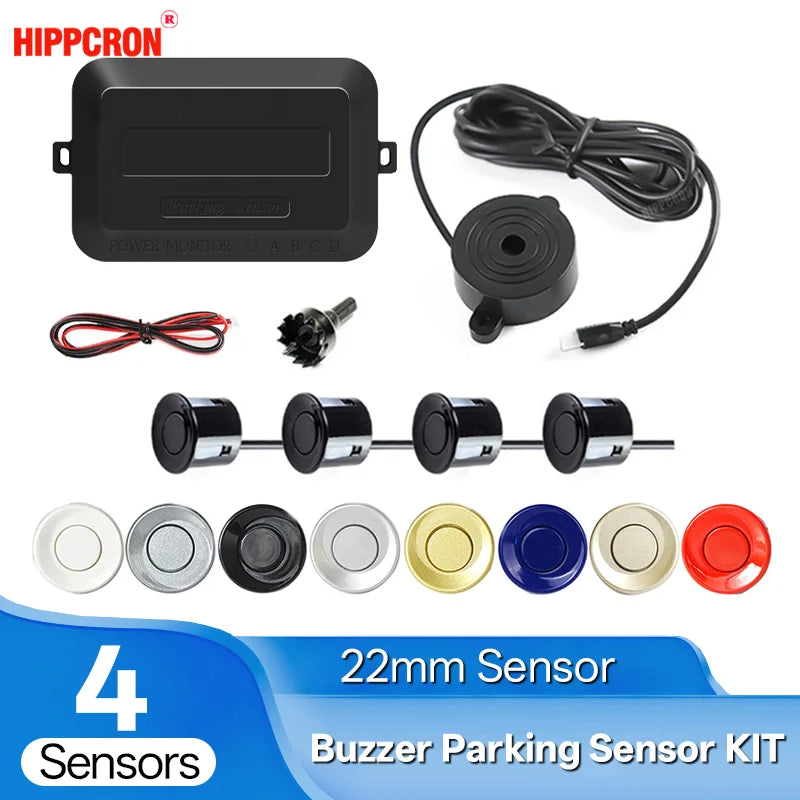 Hippcron 4-Sensor Car Parking Buzzer Alert System 12V