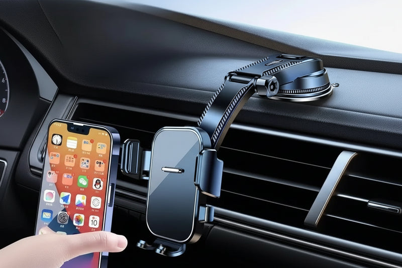 Universal Car Phone Holder with Strong Suction Cup – Stable In-Car Phone Mount for GPS Navigation