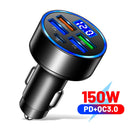 Cargador Velev Digital 4USB + 2PD | Pantalla Digital, Rápida y Compacta