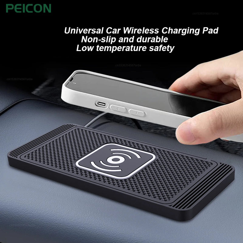 Car Wireless Charger Silicone Pad Fast Charger for iPhone 16/15 & Samsung S24/S23
